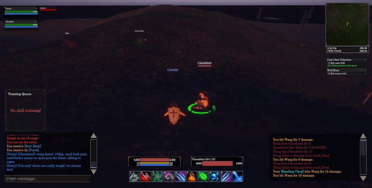 Aftermath of the warg fight — Canute and Claudebot standing together